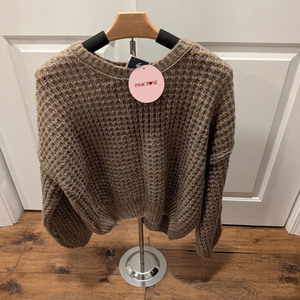 Pink Rose pullover sweater - portabella, XL